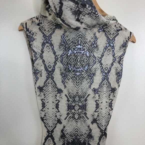 NWT Zadig & Voltaire Deluxe Cashmere Python Silver Metal Hooded maxi dress - Picture 7 of 13